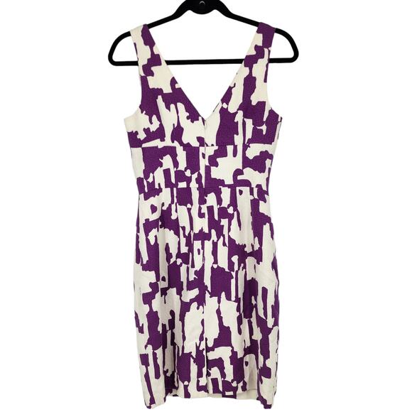 Trina Turk Short V-Neck Sleeveless Fitted Waist Purple & White Dress Size 4 - Picture 4 of 4